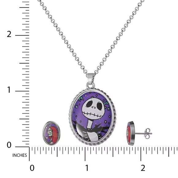 Nightmare Before Christmas Jack Pendant Necklace and Sally Stud Earring Set - Picture 6 of 6